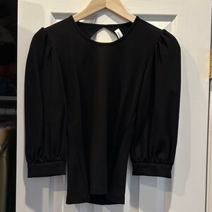 Amanda Uprichard Black Puff Sleeve Blouse